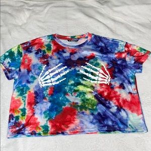 Tie dye skeleton shirt